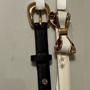 NWT Anne Klein Gold Bow & Black Belt 2 Pack Size Small/Medium